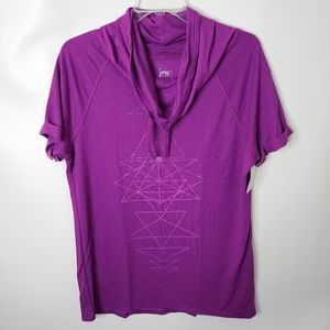 Just My Size Top Short Sleeve Cowlneck Purple Plus Size 1X 16W Activewear NWT